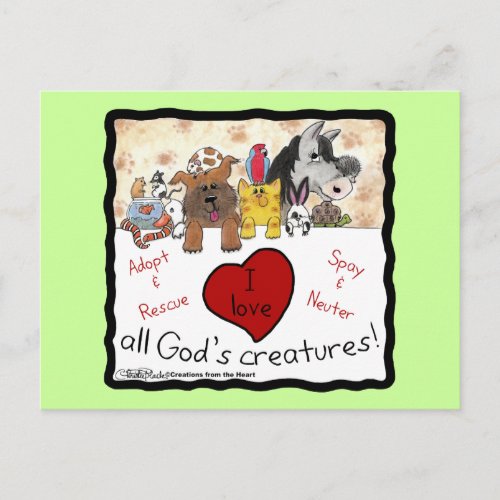 Animal Rescue_I love All Gods Creatures Postcard