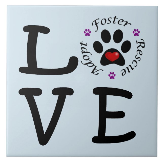 Animal Rescue Love Ceramic Photo Tile (Front)