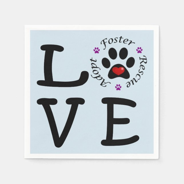 Animal Rescue Love Cocktail Paper Napkin (Front)