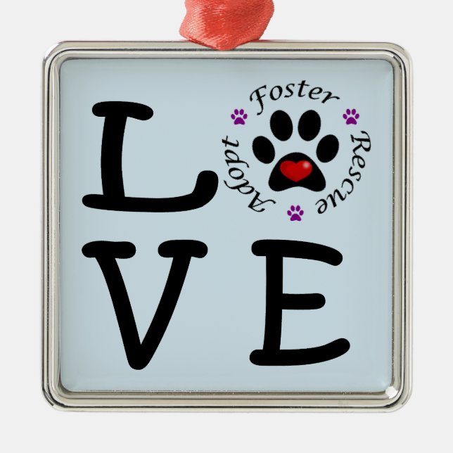 Animal Rescue Love Premium Square Ornament (Front)