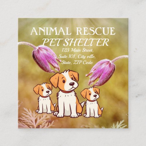 Animal Rescue Pet Shelter Cute Dogs Simple Modern Square Business Card