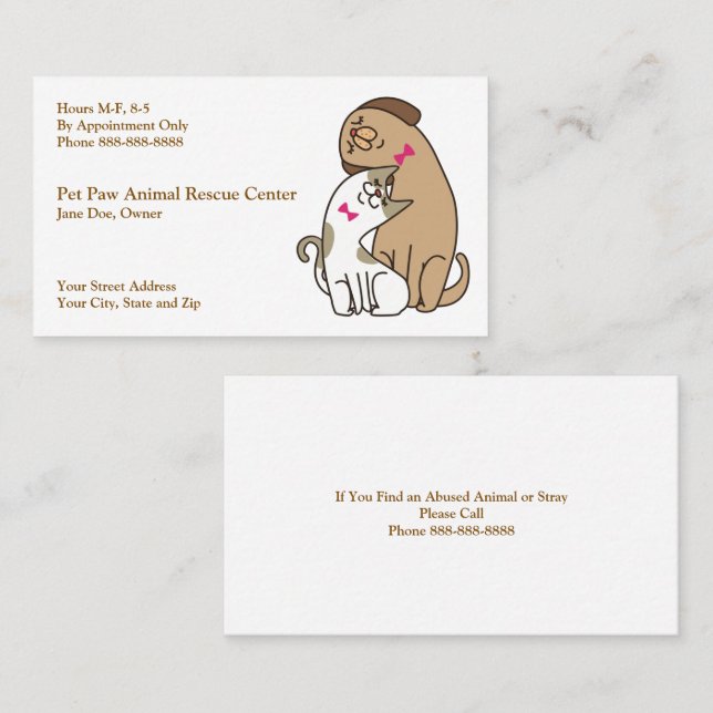 Animal Rescue Shelter Business Card (Front/Back)