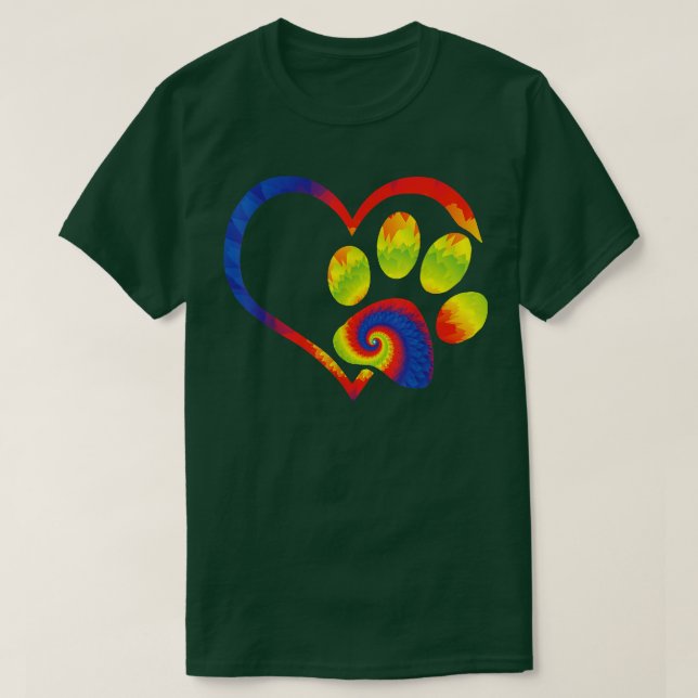 Animal Rescue Shirt Dog Paw Print Tie Dye Rainbow  (Design Front)