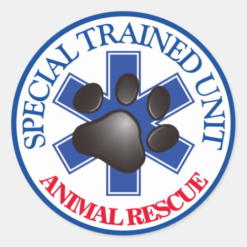 ANIMAL RESCUE SPECIAL TRAINED UNIT CLASSIC ROUND STICKER