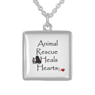 Animal Rescue Text Sterling Silver Necklace