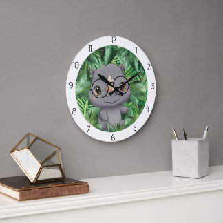 animal rhino large clock