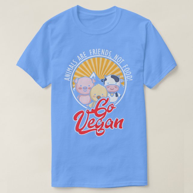 Animal Rights Friends Food Meatless Vegan Vegetari T-Shirt (Design Front)