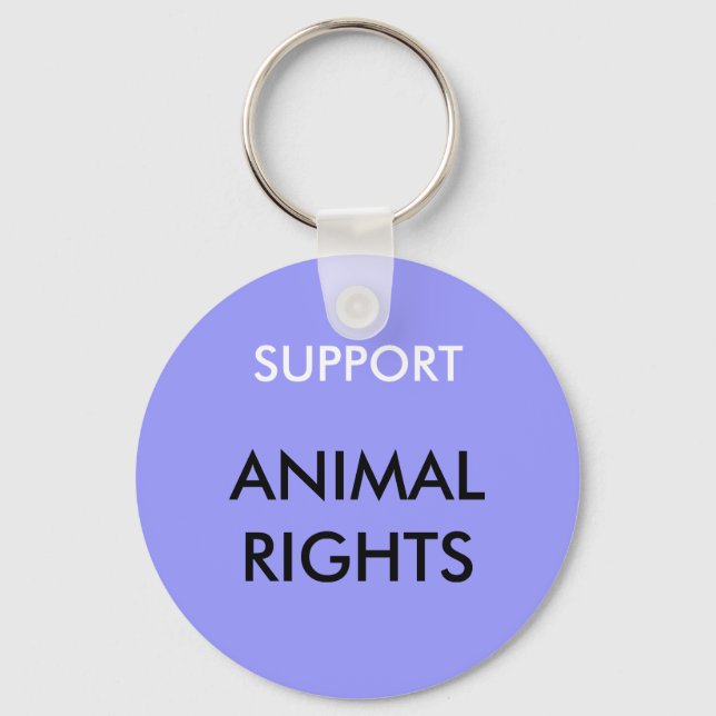Animal Rights Keychain, Blue Keychain (Front)