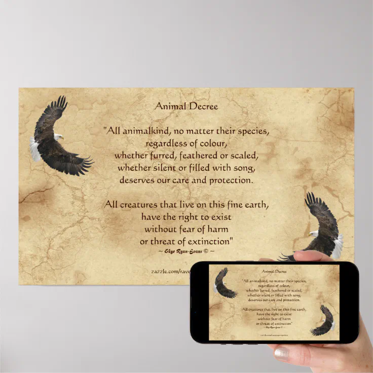 Animal Rights Poem & Bald Eagles Literary Poster | Zazzle