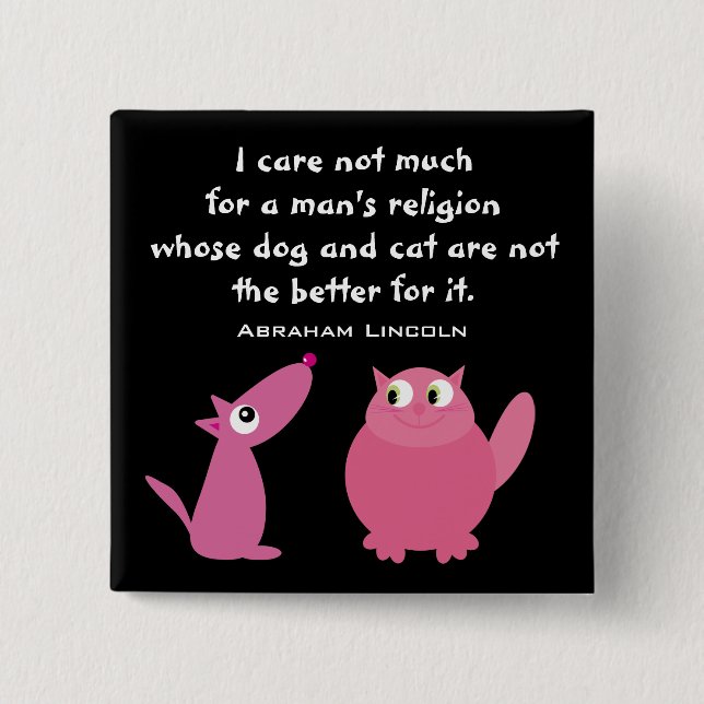 Animal Rights Quote Cute Cartoon Pets Customizable Button (Front)