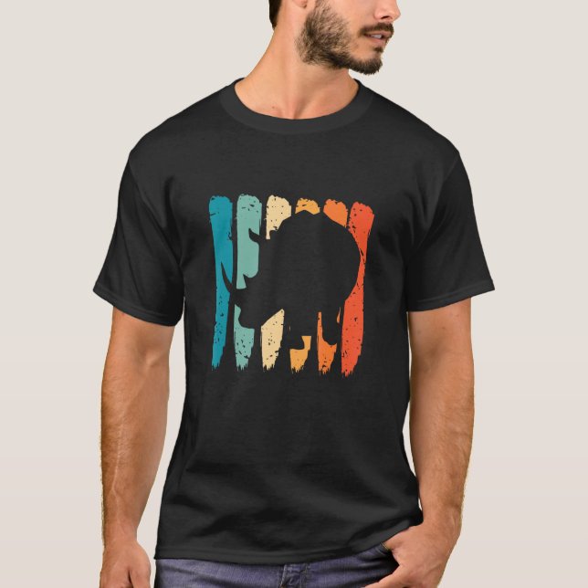 Animal Rights Rhinos Rhinoceros Retro Wildlife Rhi T-Shirt (Front)