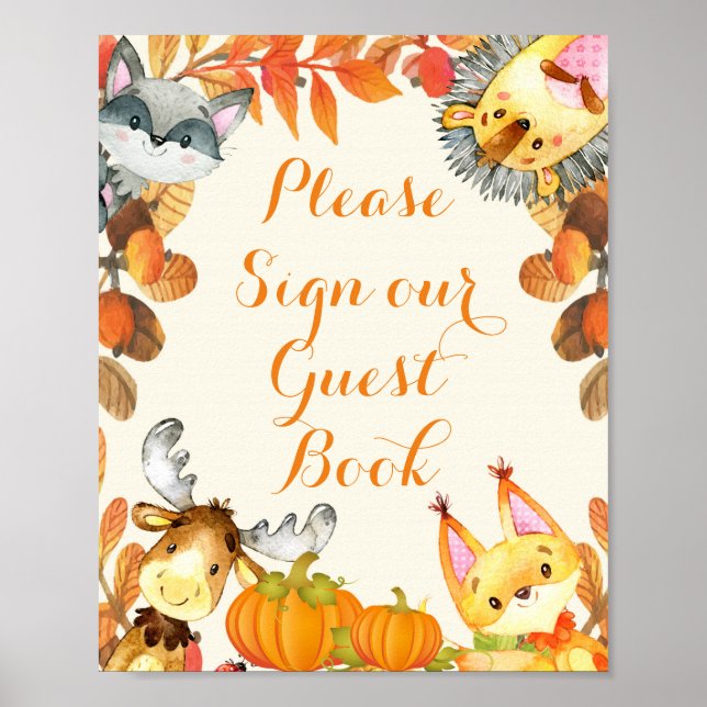 Animal Rustic pumpkin Please Sign our Guest Book (Front)