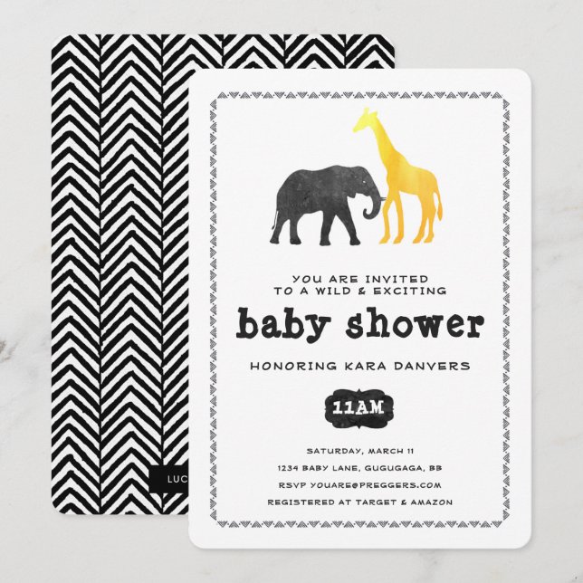 Animal Safari Baby Shower Invitation (Front/Back)