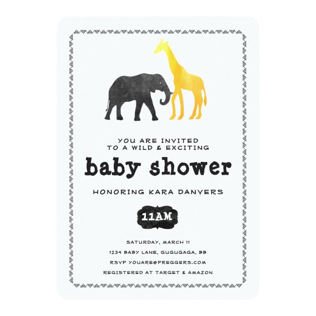 Animal Safari Baby Shower Invitation