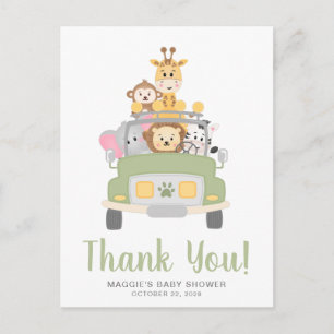 Animal Safari Baby Shower Thank You  Postcard