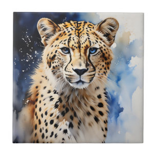 Animal Safari Cheetah Watercolor Ceramic Tile