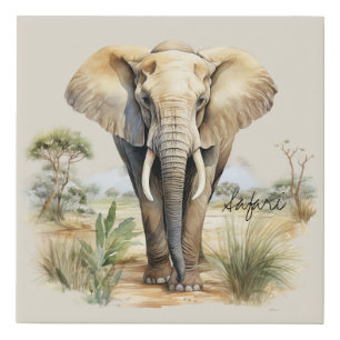 Animal Safari Elephant Faux Canvas Print