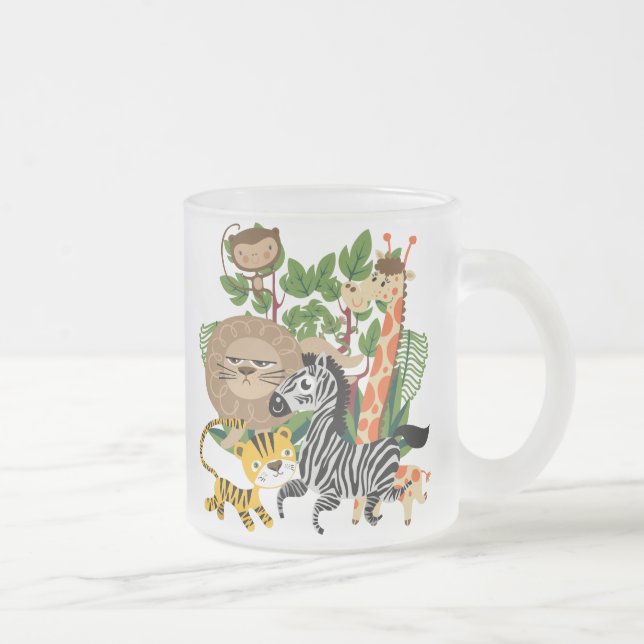 Animal Safari Frosted Glass Coffee Mug (Right)