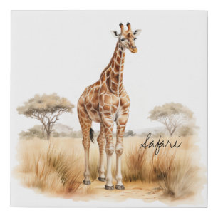 Animal Safari Giraffe Faux Canvas Print