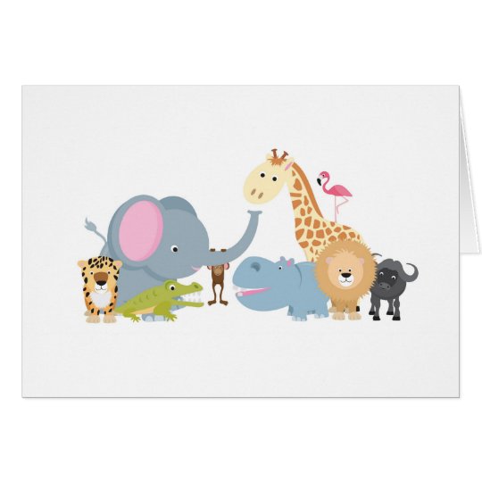 animal safari group white card