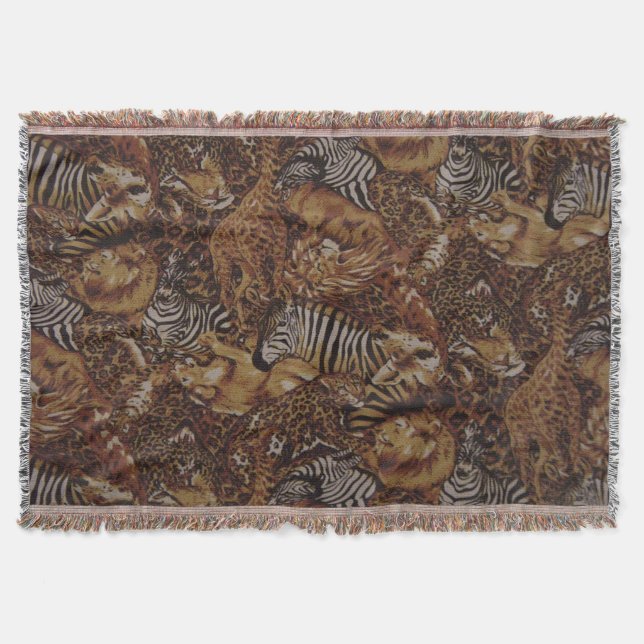 ANIMAL SAFARI JUNGLE THROW BLANKET (Front)