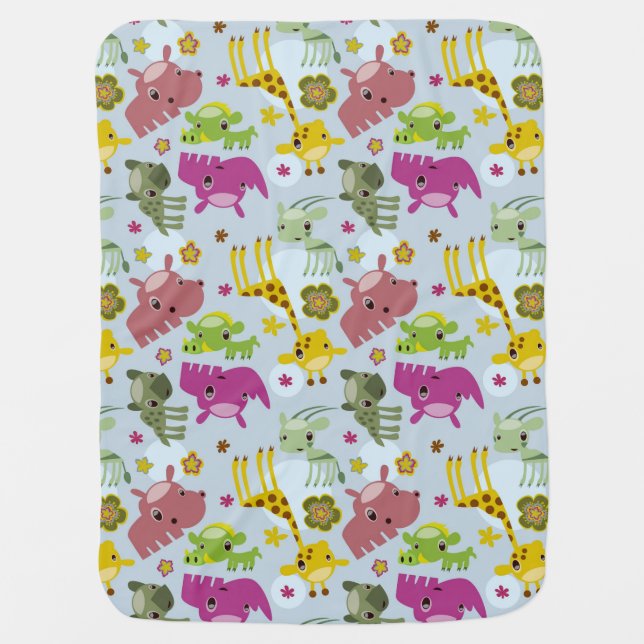 animal safari pattern baby blanket (Front)