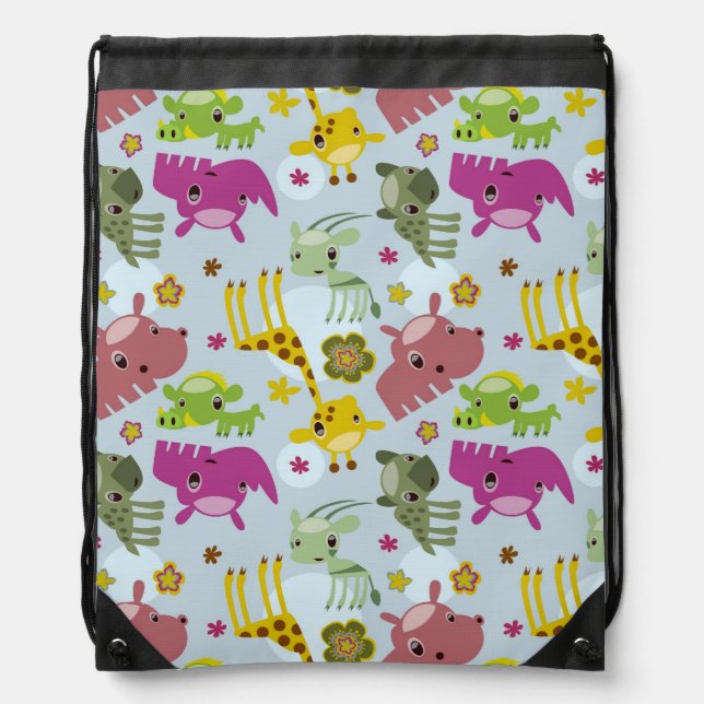 animal safari pattern drawstring bag (Front)