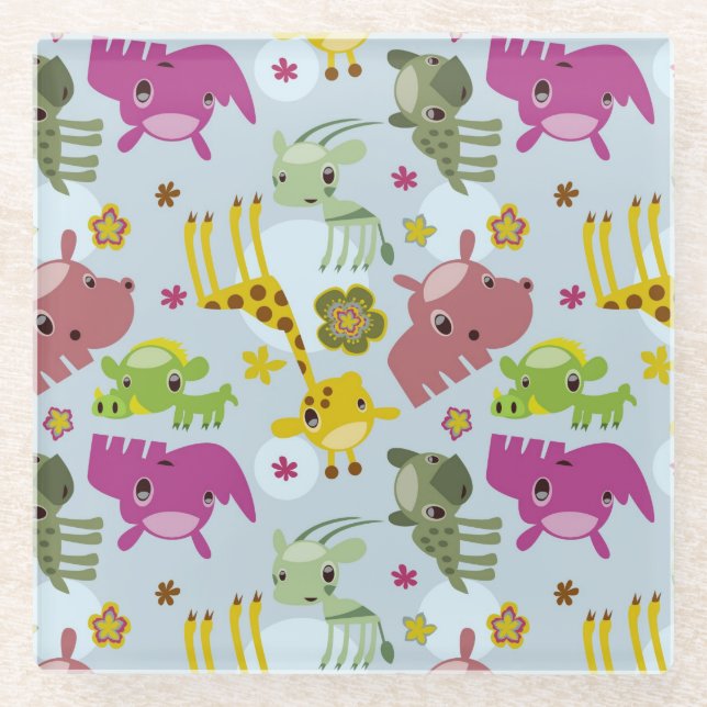 animal safari pattern glass coaster (Front)