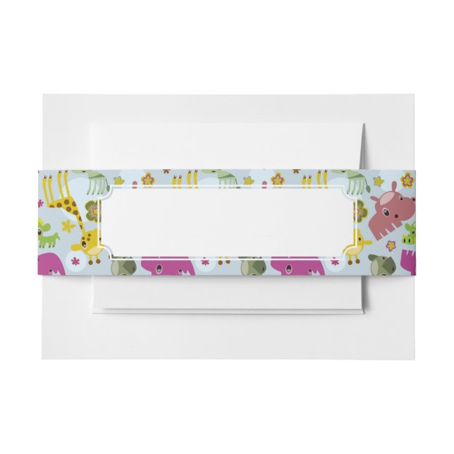 animal safari pattern invitation belly band (Front Example)