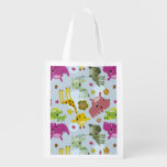 animal safari pattern reusable grocery bag