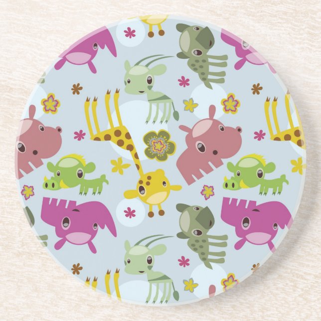 animal safari pattern sandstone coaster (Front)