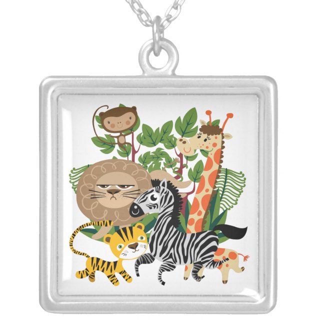 Animal Safari Silver Plated Necklace (Front)