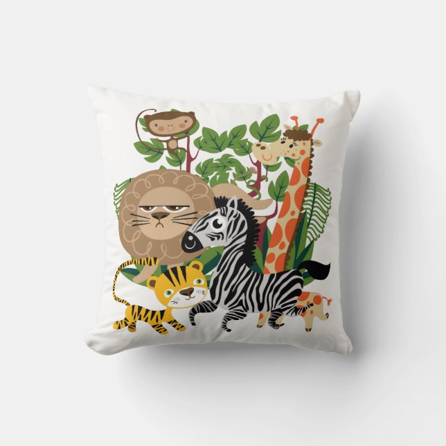 Animal Safari Throw Pillow (Front)