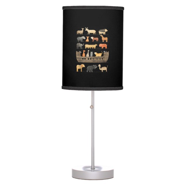 Animal Safari Wildlife Zoo Jungle Lion Giraffe Mon Table Lamp (Front)