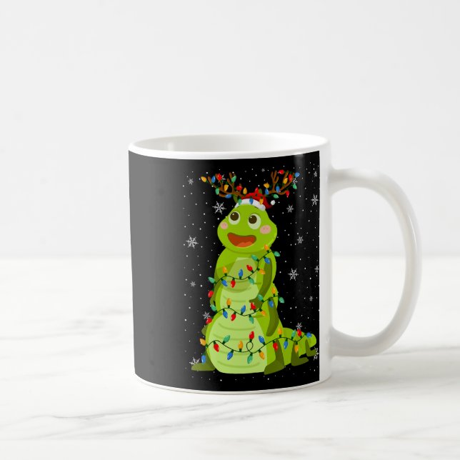 Animal Santa Hat Ugly Christmas Tree Lights  Coffee Mug (Right)