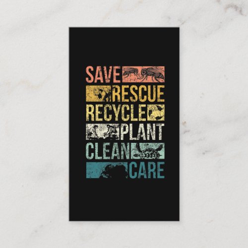 Animal Save Earth Turtle Climate Change Recycle Business Card