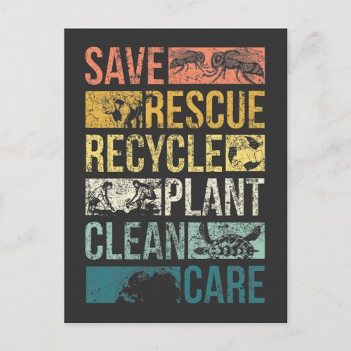 Animal Save Earth Turtle Climate Change Recycle Postcard