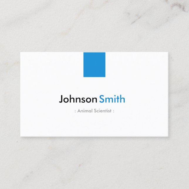 Animal Scientist - Simple Aqua Blue Business Card (Front)