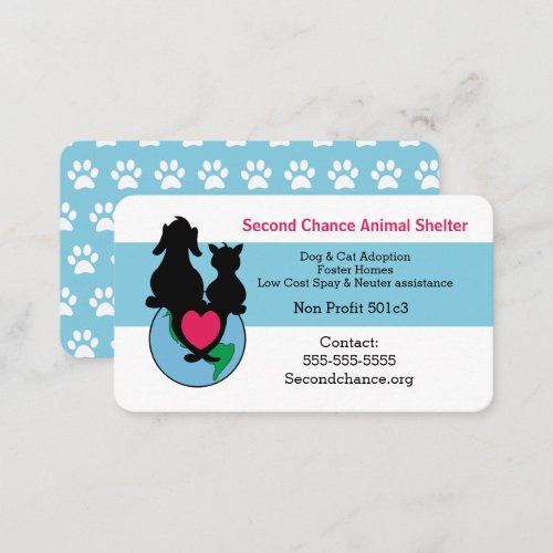 Animal Shelter Dog Cat Heart Template Business Card