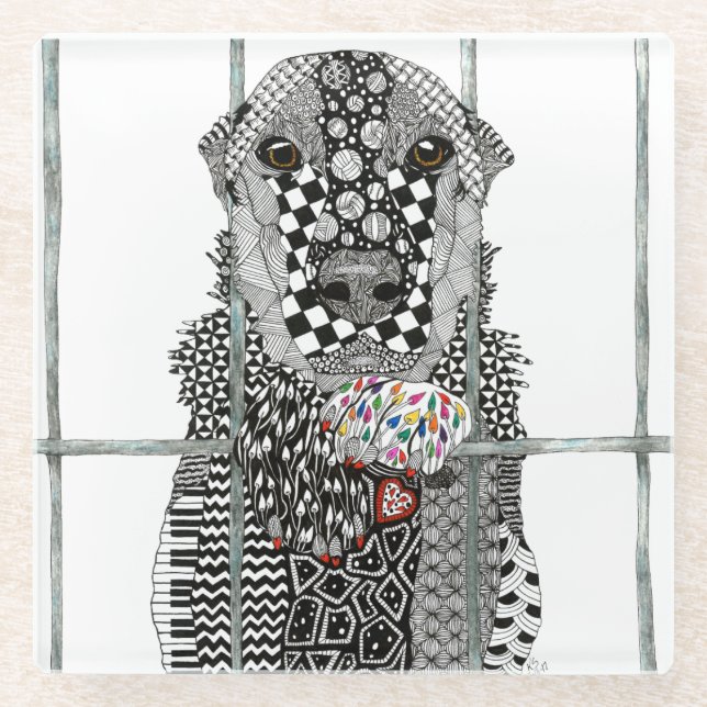 Animal Shelter Dog Glass Coaster (Front)