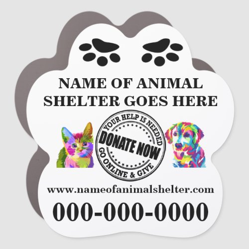 Animal shelter fundraising donate now cat dog art car magnet