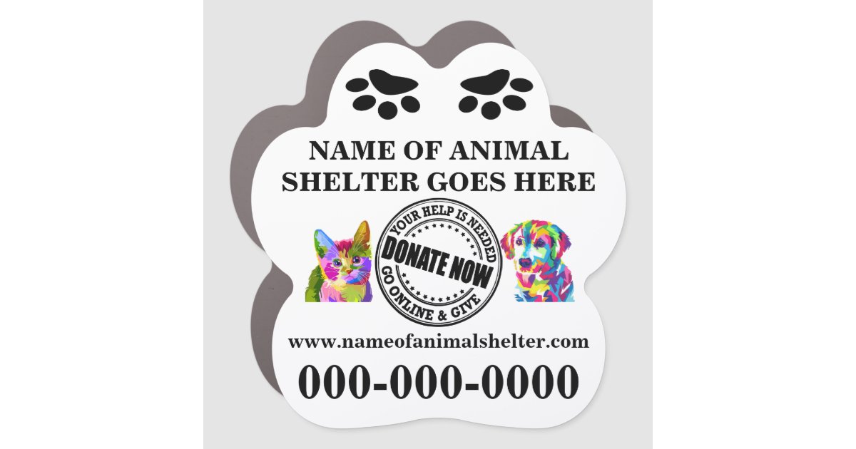 Animal Shelter Fundraising Donate Now Cat Dog Art Car Magnet Zazzle Com
