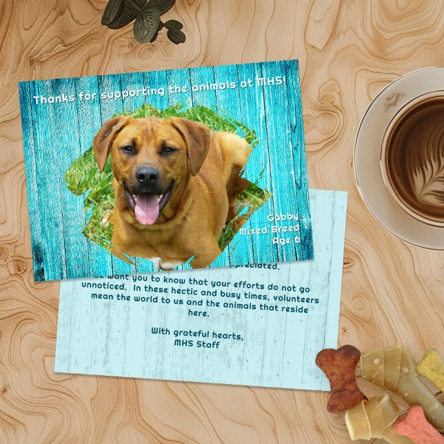 Animal Shelter Thank You Photo Template Wood Card (Creator Uploaded)