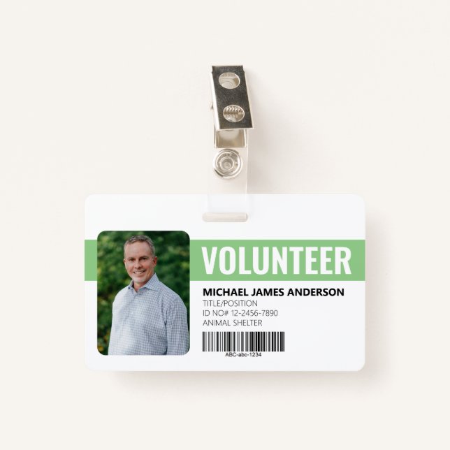 Animal Shelter Voluntar ID Badge (Front with Clip)