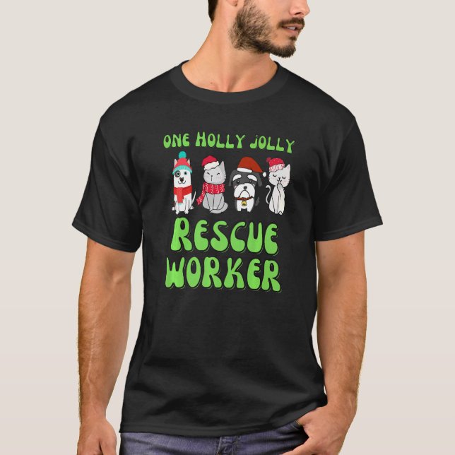 Animal shelter worker pet Christmas dog cat shelte T-Shirt (Front)