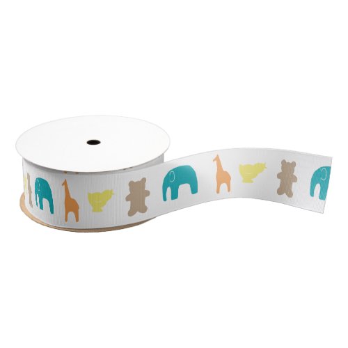 Animal Silhouette Baby Shower Ribbon Neutral