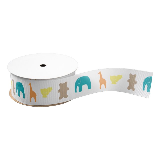 Animal Silhouette Baby Shower Ribbon Neutral (Spool)