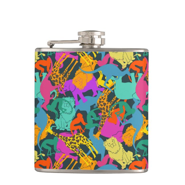 Animal Silhouettes Pattern Flask (Front)