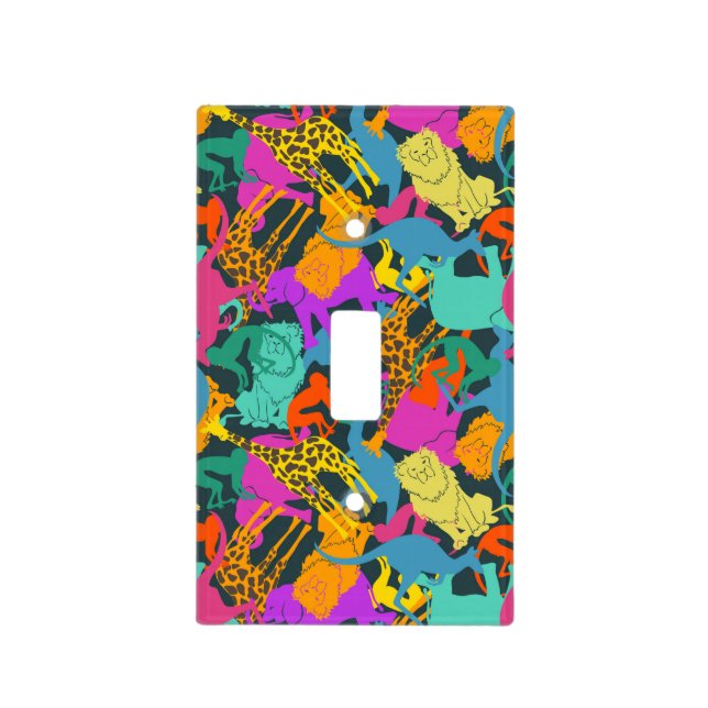 Animal Silhouettes Pattern Light Switch Cover (Front)