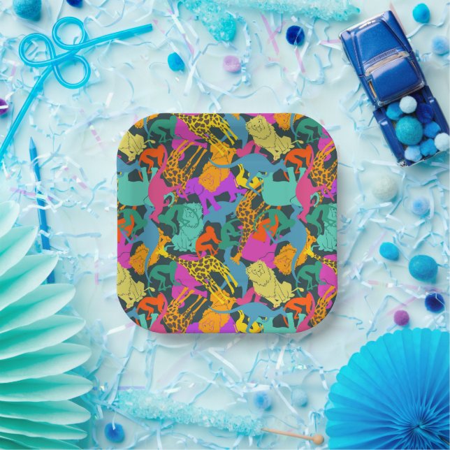 Animal Silhouettes Pattern Paper Plates (Party)